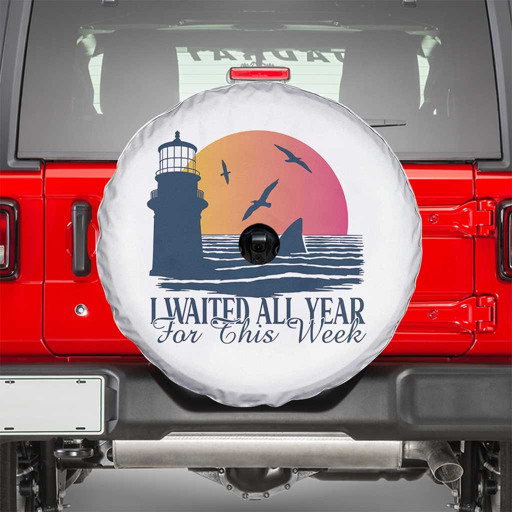 Funny Shark Lover Week Spare Tire Cover I Waited All Year For This Week - Wonder Print Shop