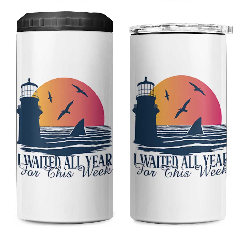 Funny Shark Lover Week 4 in 1 Can Cooler Tumbler I Waited All Year For This Week - Wonder Print Shop