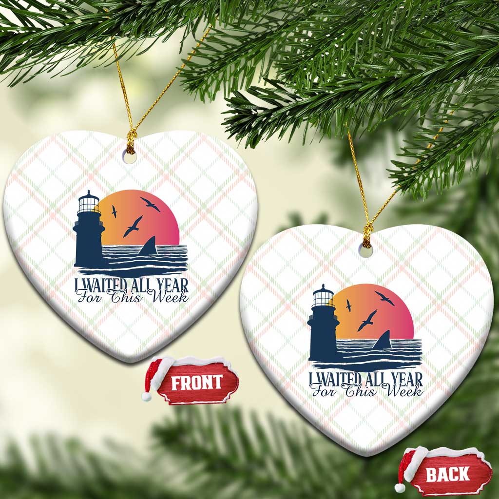 Funny Shark Lover Week Ceramic Ornament I Waited All Year For This Week - Wonder Print Shop