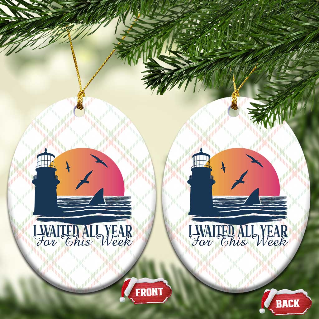 Funny Shark Lover Week Ceramic Ornament I Waited All Year For This Week - Wonder Print Shop