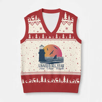 Funny Shark Lover Week V-Neck Knit Sweater Vest I Waited All Year For This Week - Wonder Print Shop