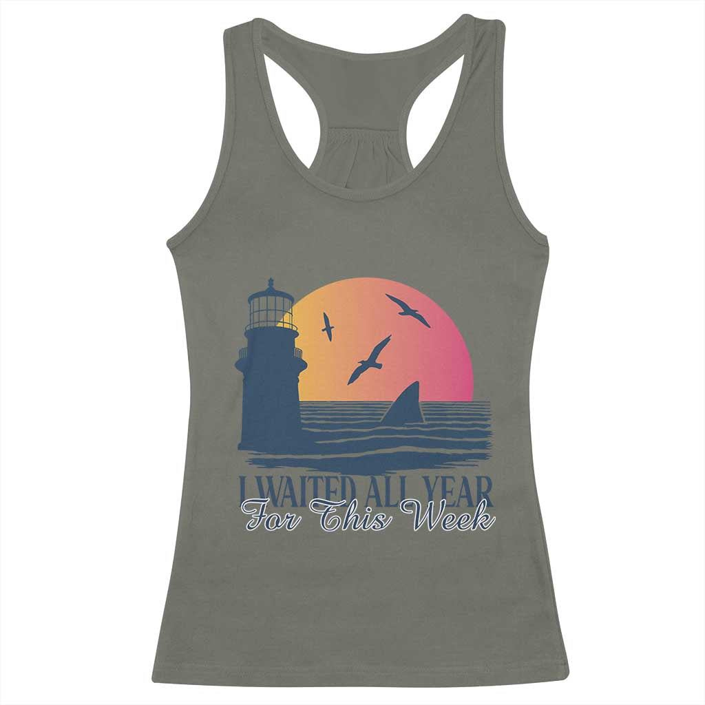 Funny Shark Lover Week Racerback Tank Top I Waited All Year For This Week - Wonder Print Shop