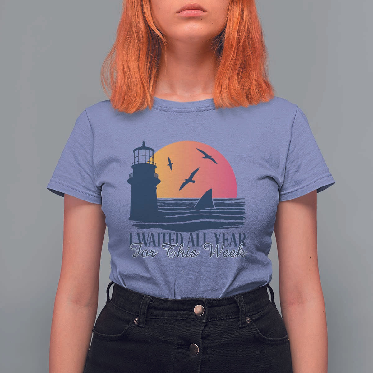 Funny Shark Lover Week T Shirt For Women I Waited All Year For This Week - Wonder Print Shop