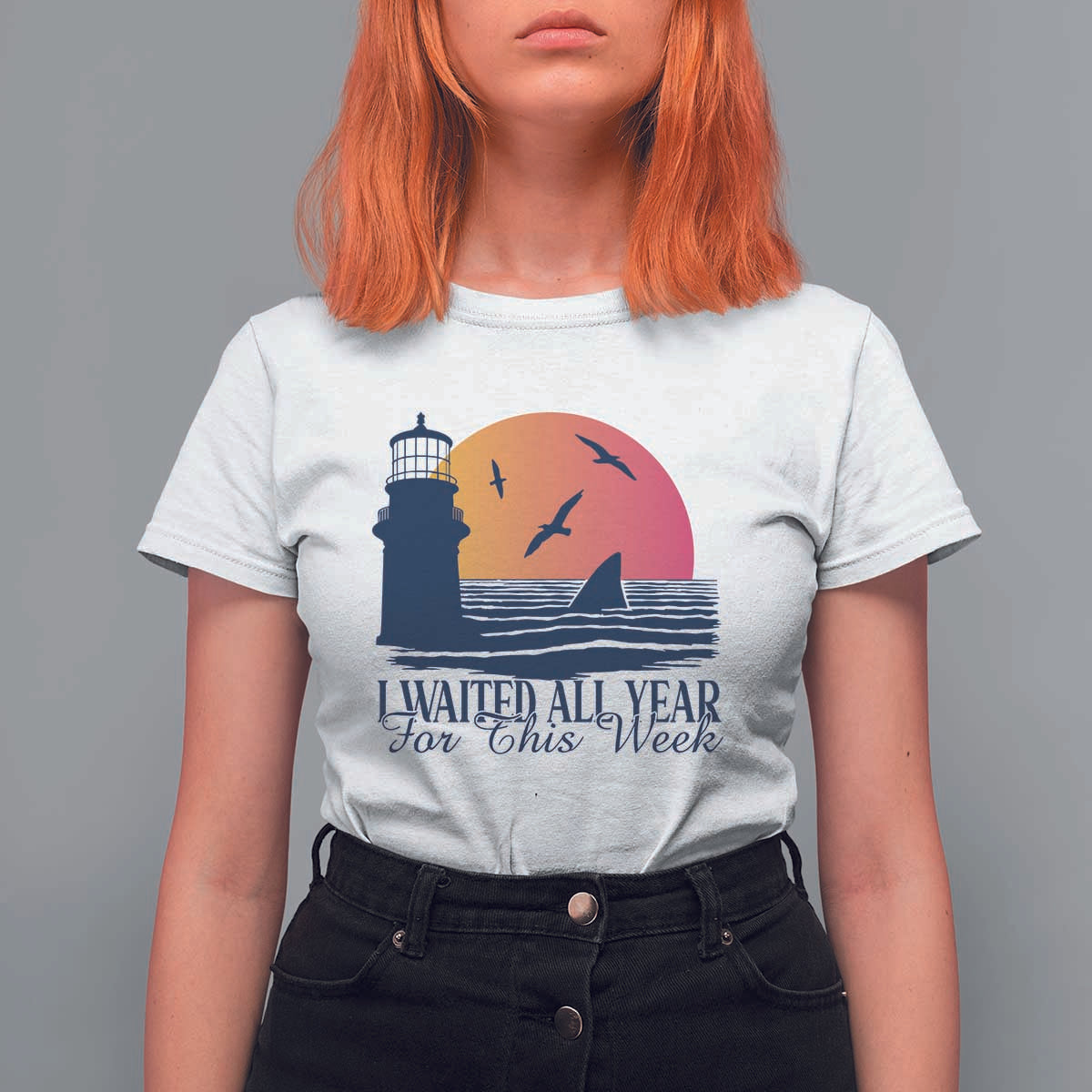 Funny Shark Lover Week T Shirt For Women I Waited All Year For This Week - Wonder Print Shop