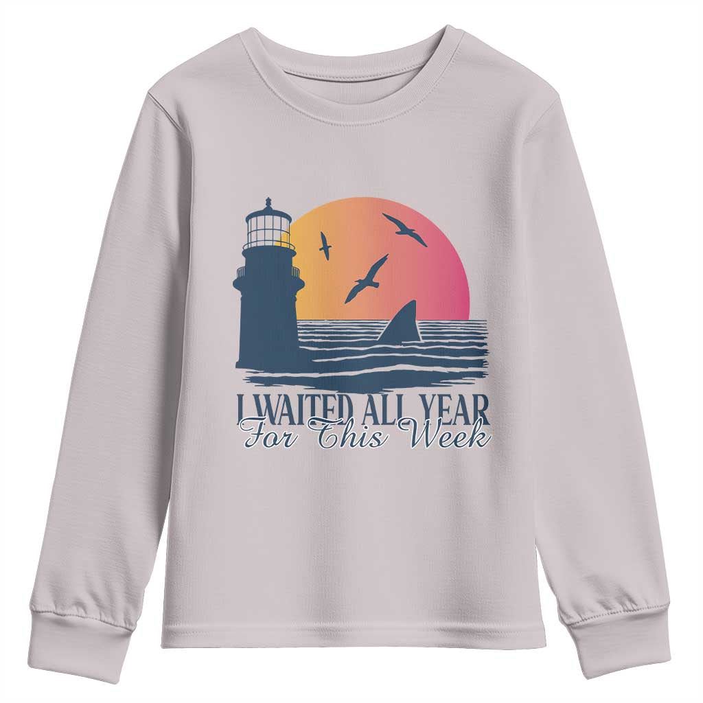 Funny Shark Lover Week Youth Sweatshirt I Waited All Year For This Week - Wonder Print Shop
