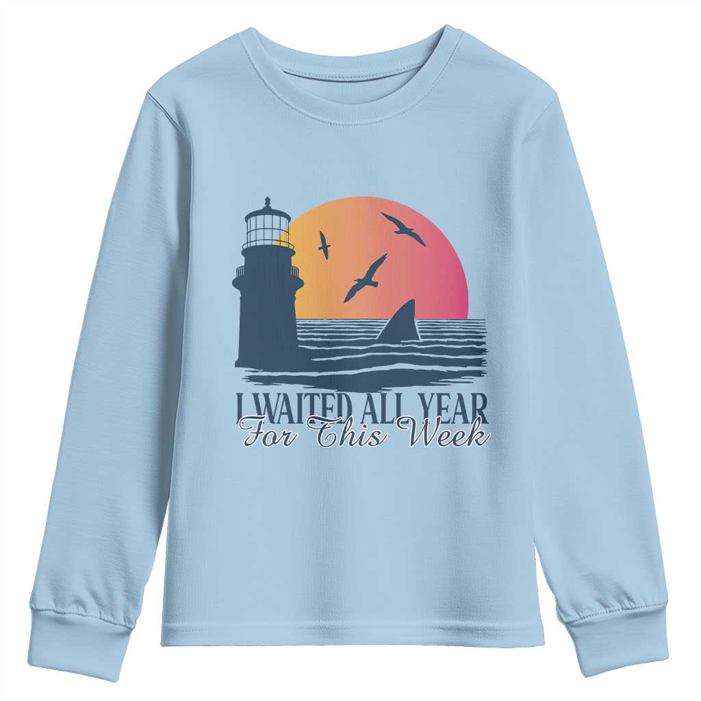 Funny Shark Lover Week Youth Sweatshirt I Waited All Year For This Week - Wonder Print Shop