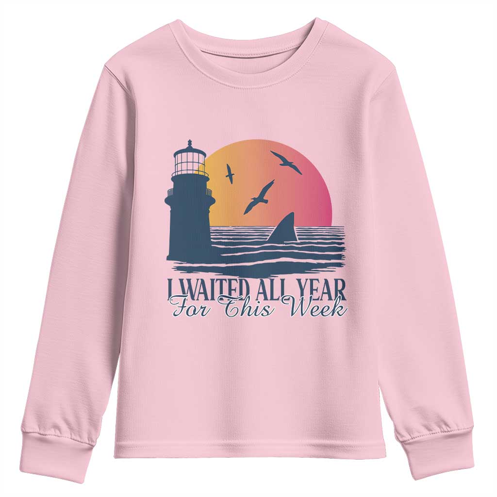 Funny Shark Lover Week Youth Sweatshirt I Waited All Year For This Week - Wonder Print Shop
