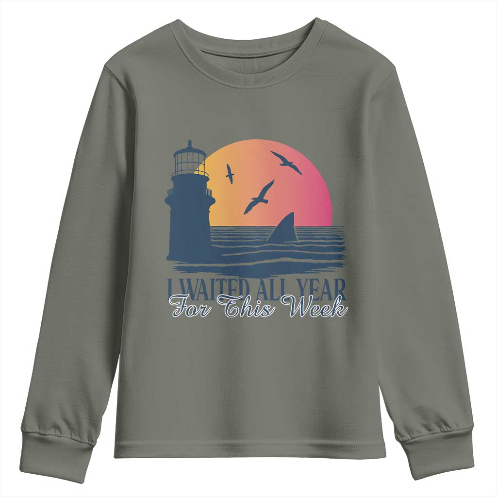 Funny Shark Lover Week Youth Sweatshirt I Waited All Year For This Week - Wonder Print Shop