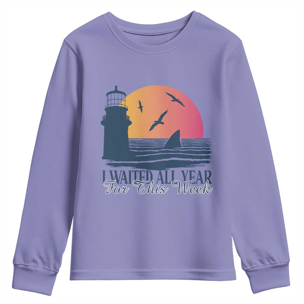 Funny Shark Lover Week Youth Sweatshirt I Waited All Year For This Week - Wonder Print Shop