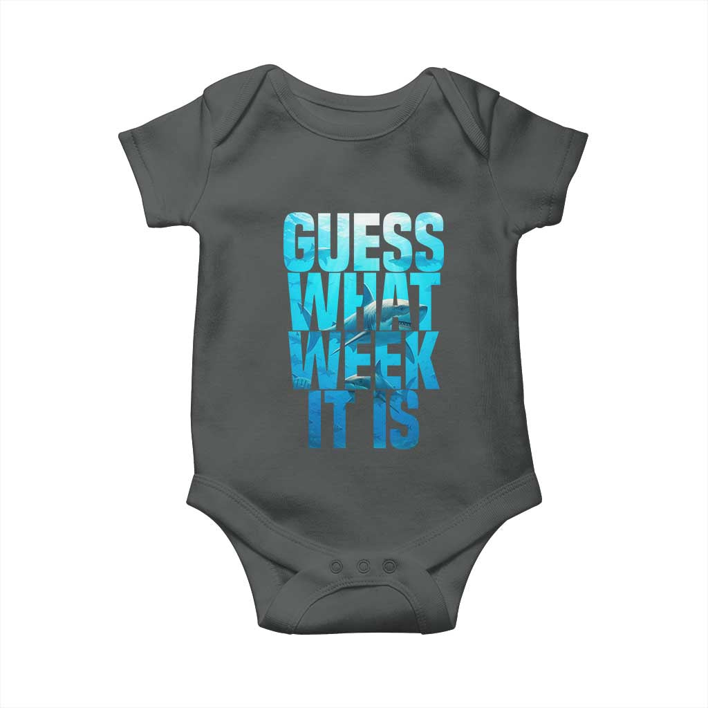 Funny Shark Lover Week Baby Onesie Guess What Week It Is Blue Ocean - Wonder Print Shop