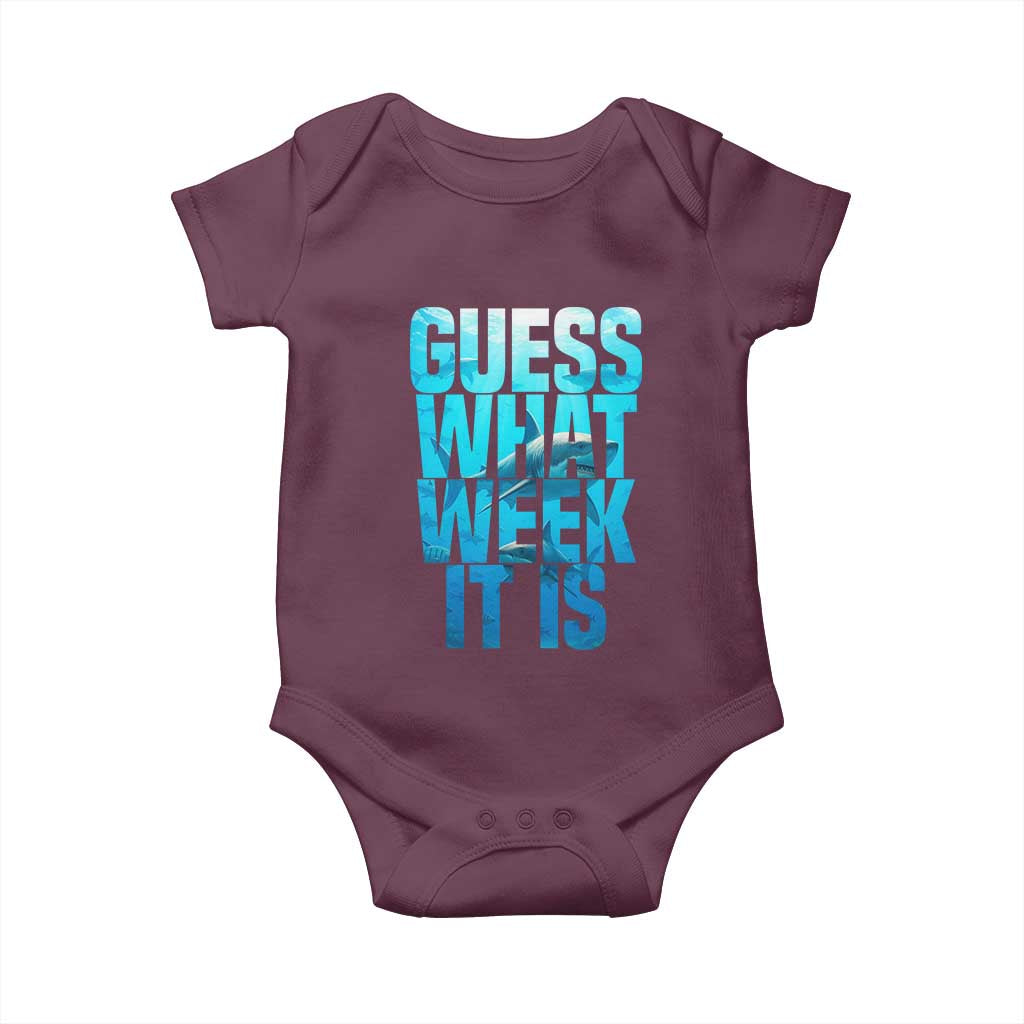 Funny Shark Lover Week Baby Onesie Guess What Week It Is Blue Ocean - Wonder Print Shop