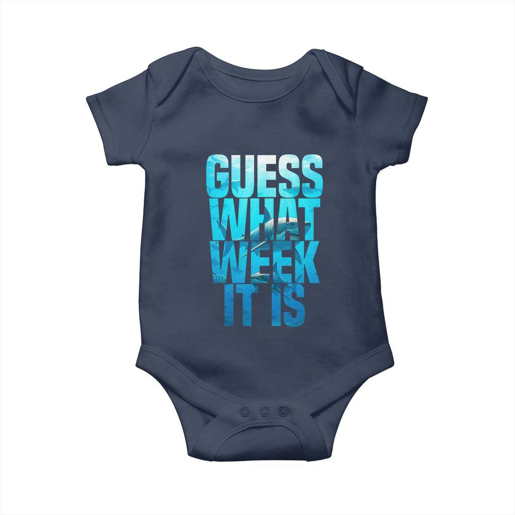 Funny Shark Lover Week Baby Onesie Guess What Week It Is Blue Ocean - Wonder Print Shop