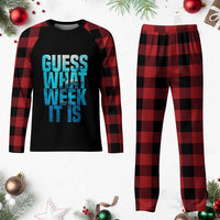 Funny Shark Lover Week Plaid Pajama Set Guess What Week It Is Blue Ocean - Wonder Print Shop
