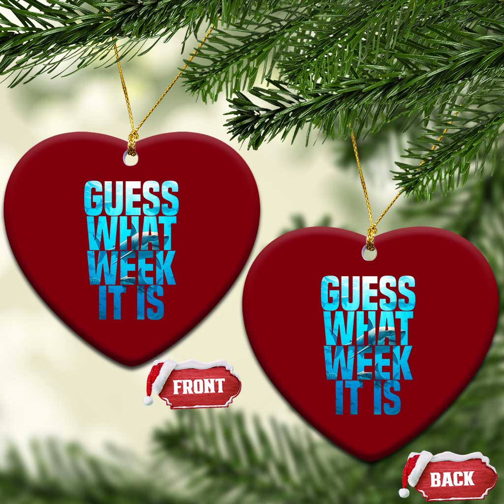 Funny Shark Lover Week Ceramic Ornament Guess What Week It Is Blue Ocean - Wonder Print Shop