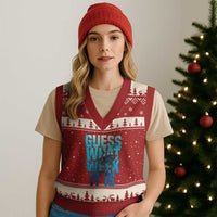 Funny Shark Lover Week V-Neck Knit Sweater Vest Guess What Week It Is Blue Ocean - Wonder Print Shop