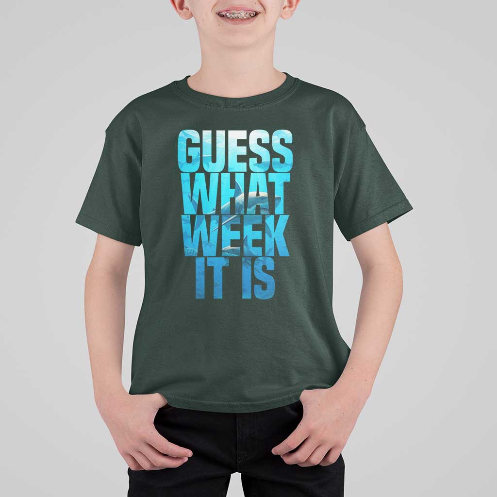 Funny Shark Lover Week T Shirt For Kid Guess What Week It Is Blue Ocean - Wonder Print Shop