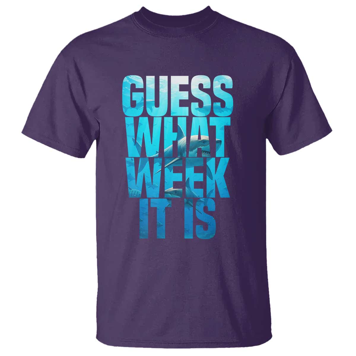 Funny Shark Lover Week T Shirt Guess What Week It Is Blue Ocean - Wonder Print Shop