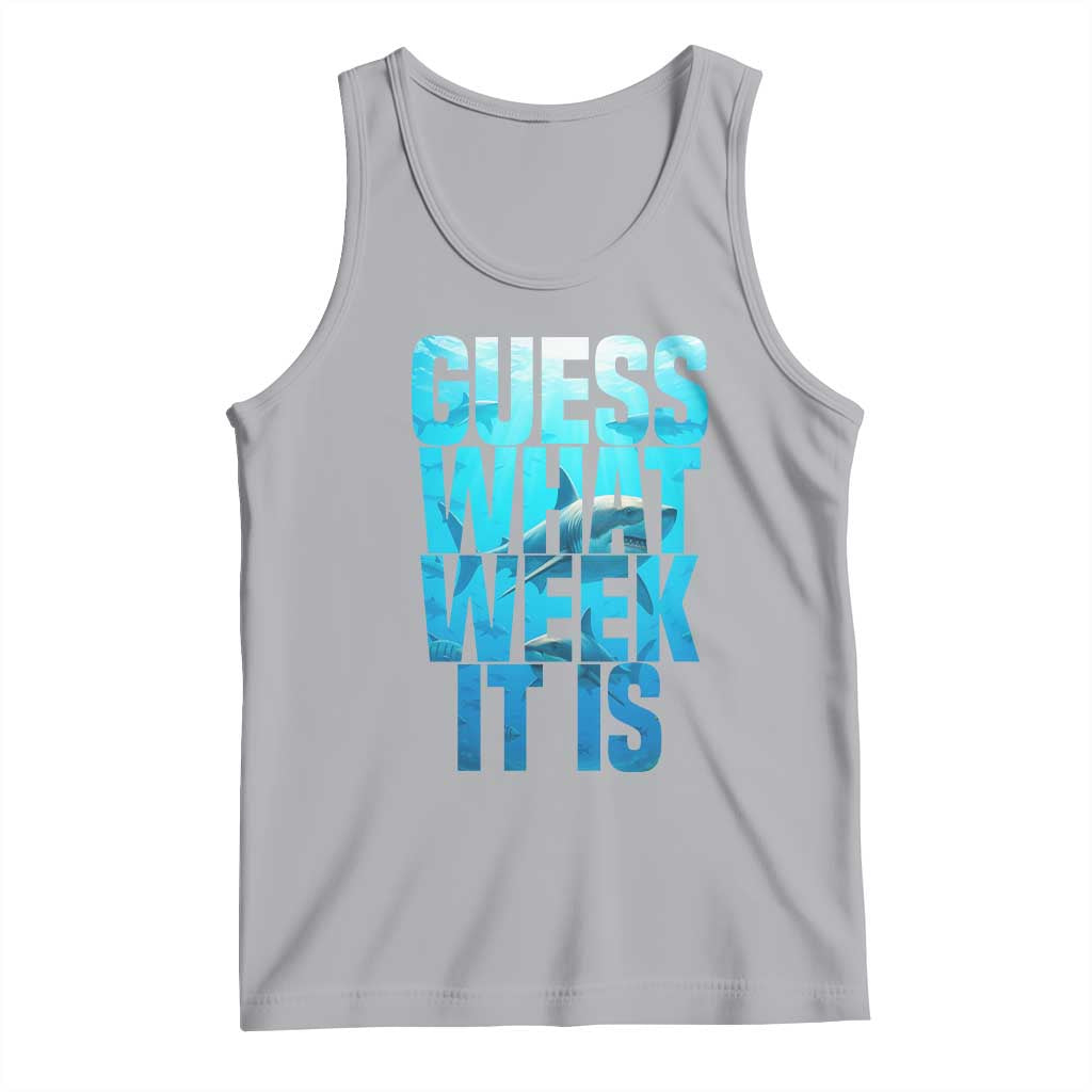 Funny Shark Lover Week Tank Top Guess What Week It Is Blue Ocean - Wonder Print Shop