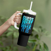 Funny Shark Lover Week Tumbler With Handle Guess What Week It Is Blue Ocean - Wonder Print Shop
