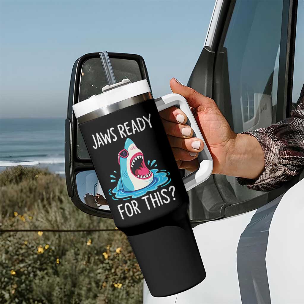 Funny Shark Lover Tumbler With Handle Are Jaw Ready For This Ocean Wildlife - Wonder Print Shop