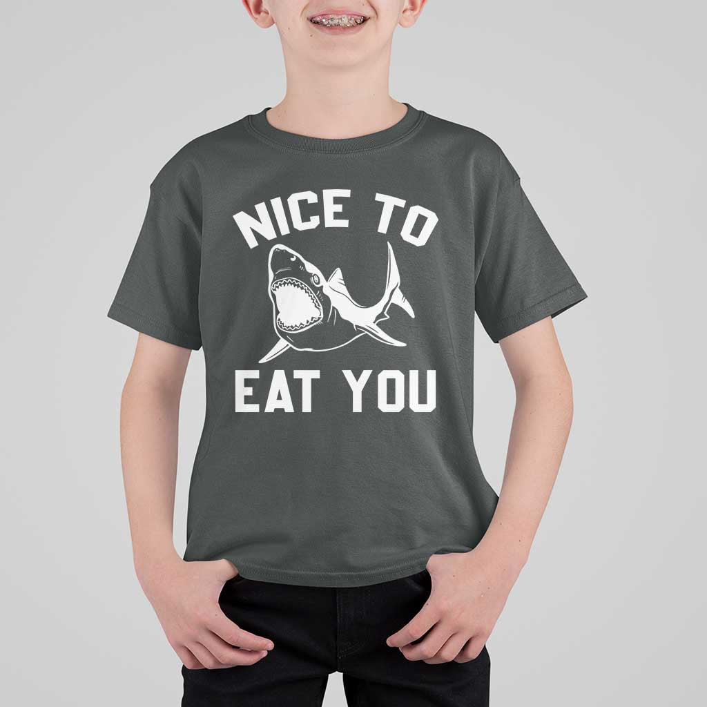 Funny Shark Lover T Shirt For Kid Nice To Eat You - Wonder Print Shop