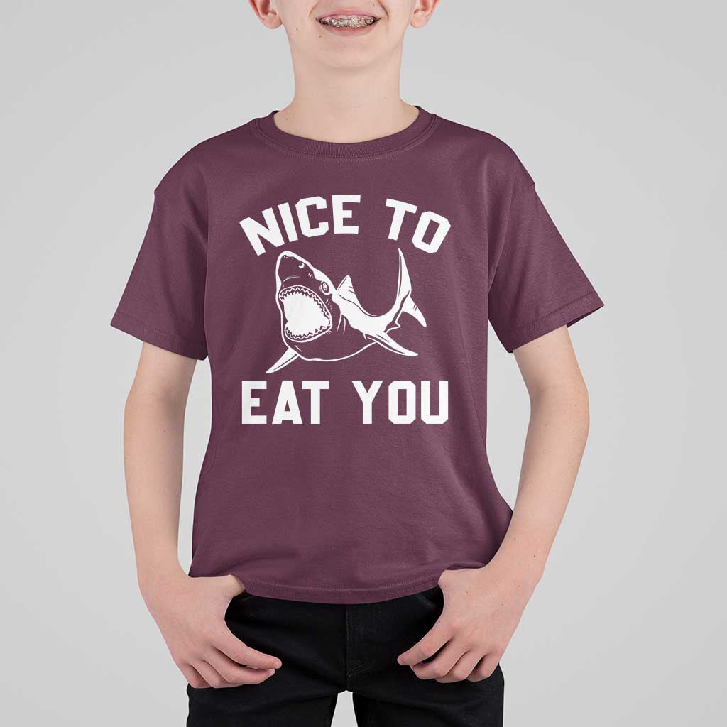 Funny Shark Lover T Shirt For Kid Nice To Eat You - Wonder Print Shop