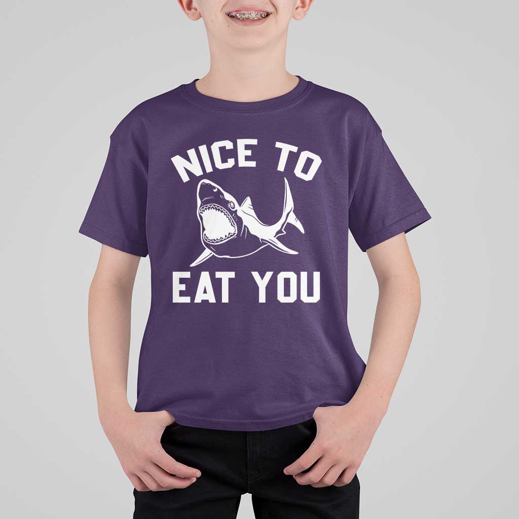 Funny Shark Lover T Shirt For Kid Nice To Eat You - Wonder Print Shop