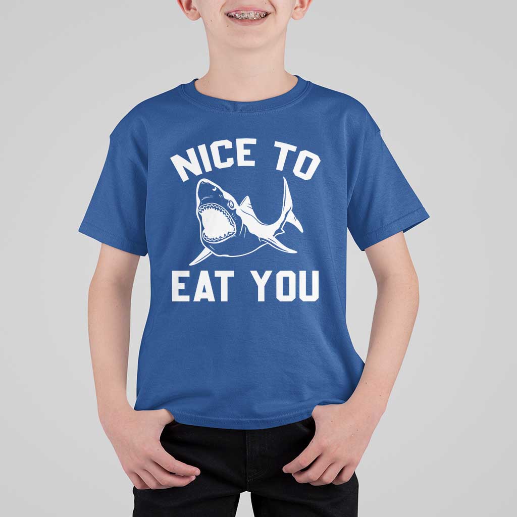 Funny Shark Lover T Shirt For Kid Nice To Eat You - Wonder Print Shop