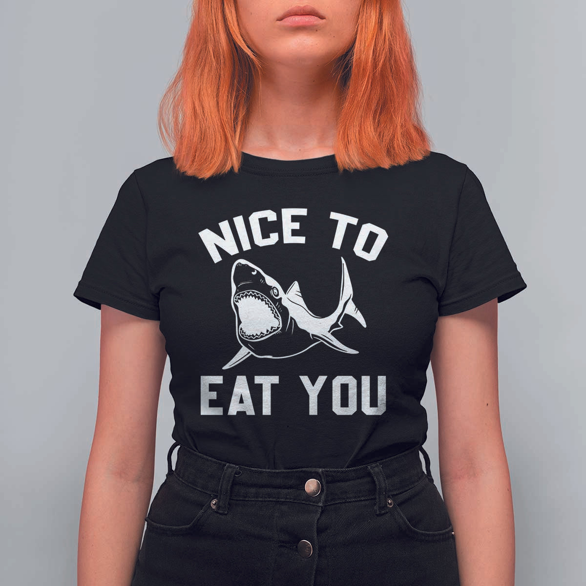 Funny Shark Lover T Shirt For Women Nice To Eat You - Wonder Print Shop