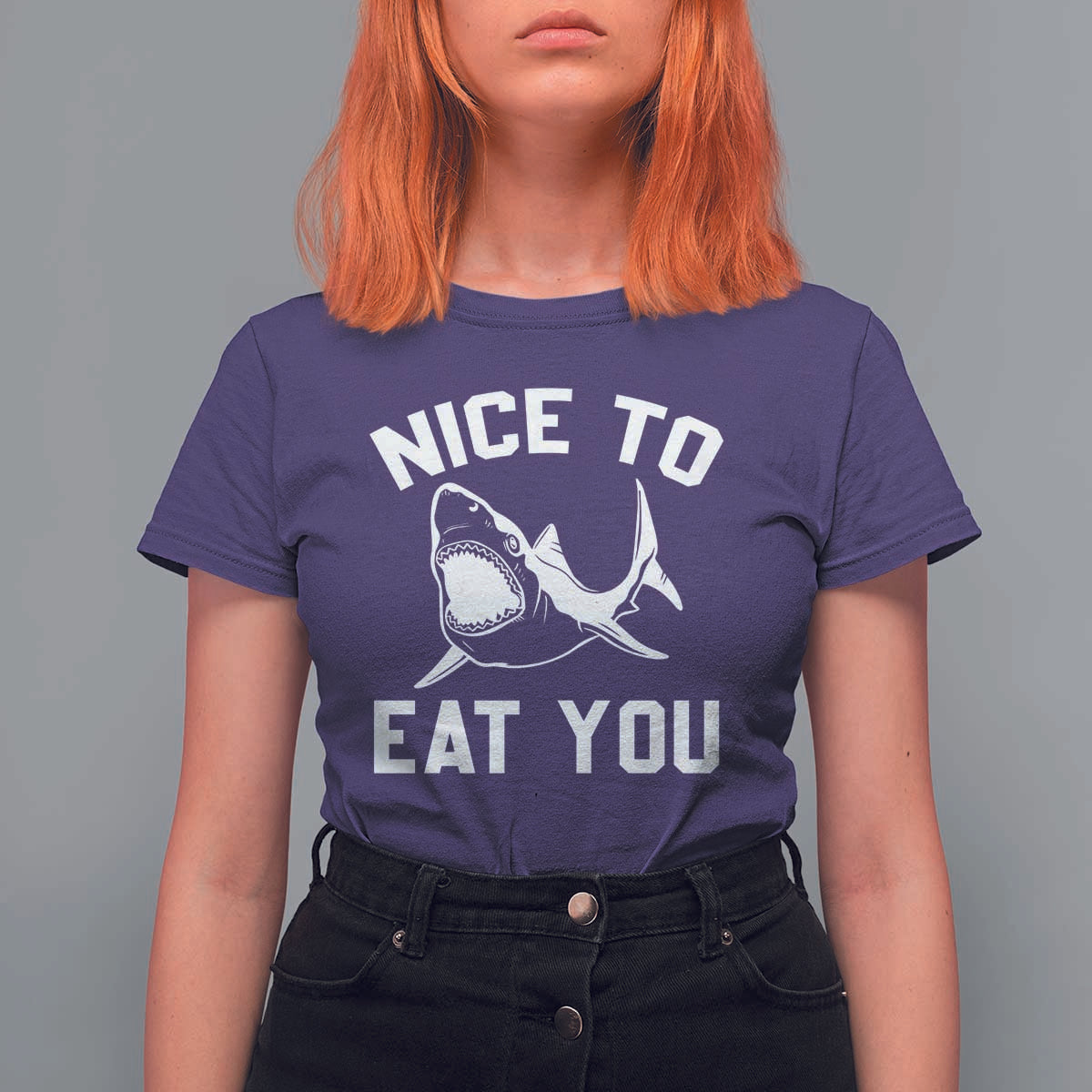 Funny Shark Lover T Shirt For Women Nice To Eat You - Wonder Print Shop