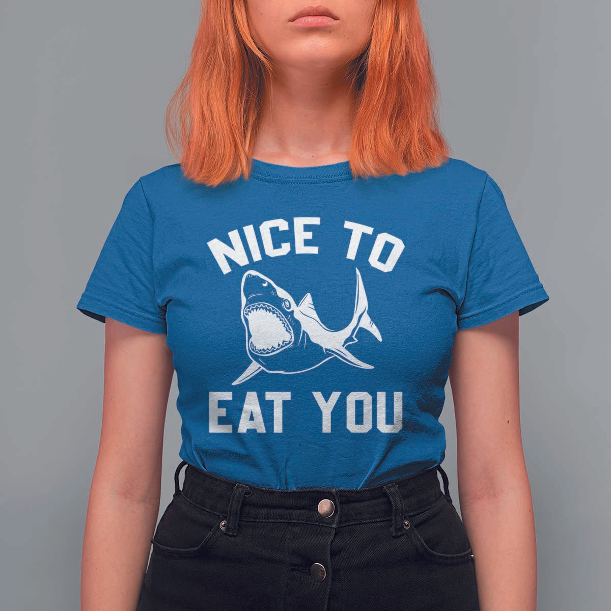 Funny Shark Lover T Shirt For Women Nice To Eat You - Wonder Print Shop