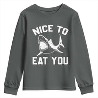 Funny Shark Lover Youth Sweatshirt Nice To Eat You - Wonder Print Shop