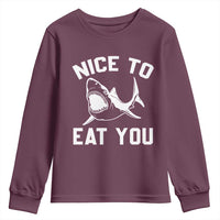 Funny Shark Lover Youth Sweatshirt Nice To Eat You - Wonder Print Shop