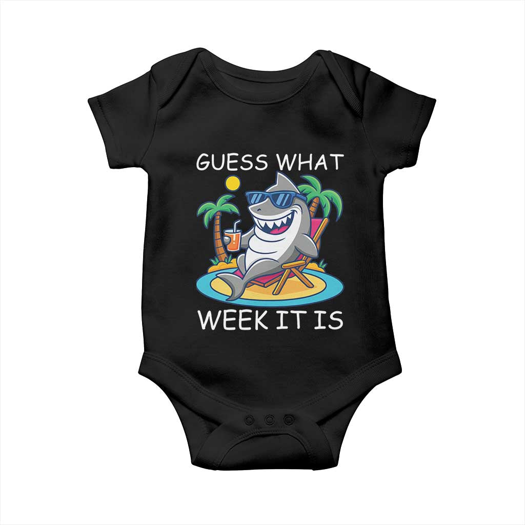 Funny Shark Lover Week Baby Onesie Week Guess What Week It Is Summer Beach - Wonder Print Shop