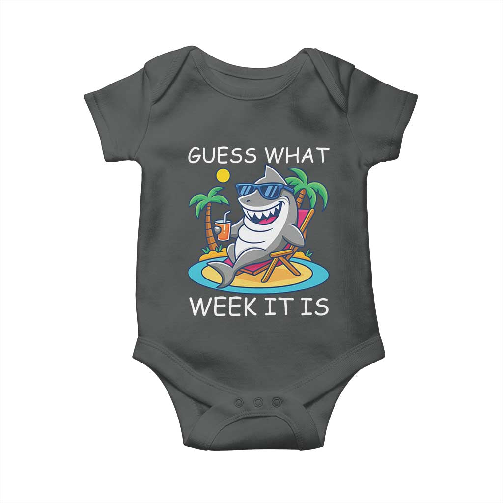Funny Shark Lover Week Baby Onesie Week Guess What Week It Is Summer Beach - Wonder Print Shop