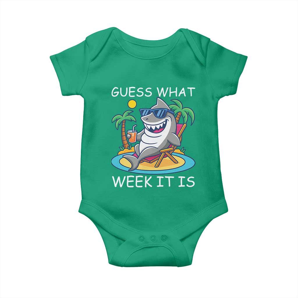 Funny Shark Lover Week Baby Onesie Week Guess What Week It Is Summer Beach - Wonder Print Shop
