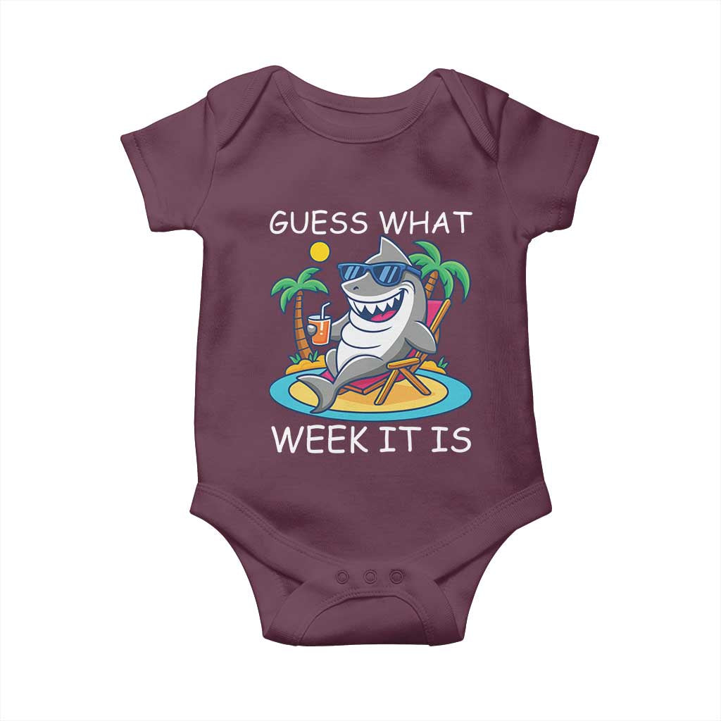 Funny Shark Lover Week Baby Onesie Week Guess What Week It Is Summer Beach - Wonder Print Shop