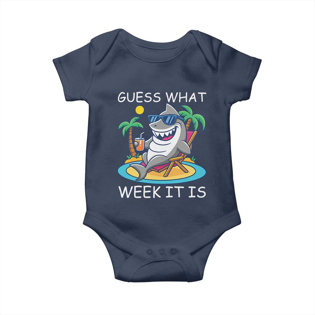 Funny Shark Lover Week Baby Onesie Week Guess What Week It Is Summer Beach - Wonder Print Shop