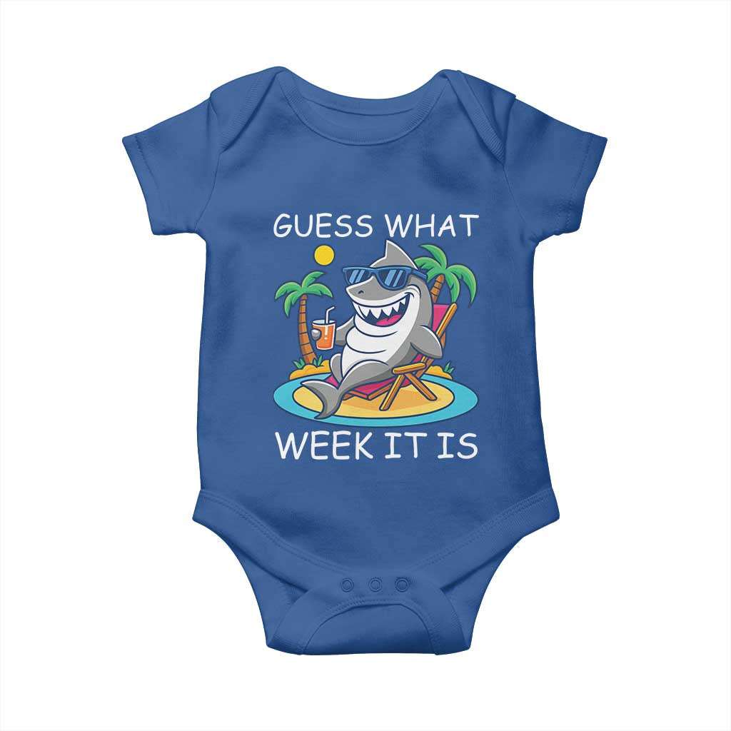Funny Shark Lover Week Baby Onesie Week Guess What Week It Is Summer Beach - Wonder Print Shop