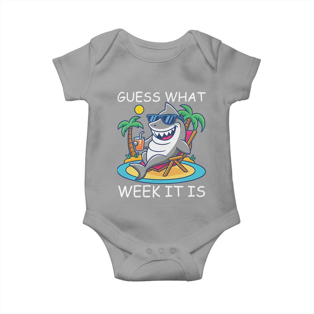 Funny Shark Lover Week Baby Onesie Week Guess What Week It Is Summer Beach - Wonder Print Shop