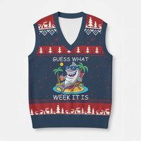 Funny Shark Lover Week V-Neck Knit Sweater Vest Week Guess What Week It Is Summer Beach - Wonder Print Shop