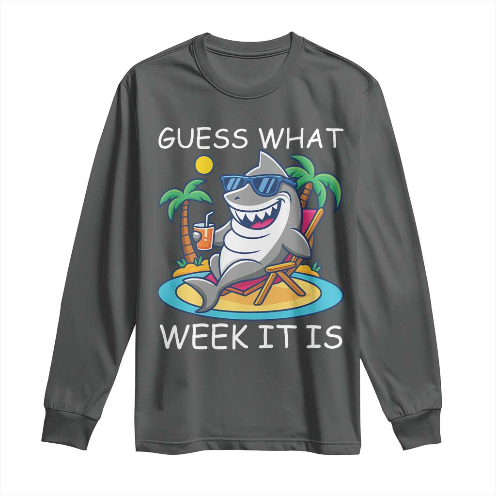 Funny Shark Lover Week Long Sleeve Shirt Week Guess What Week It Is Summer Beach - Wonder Print Shop