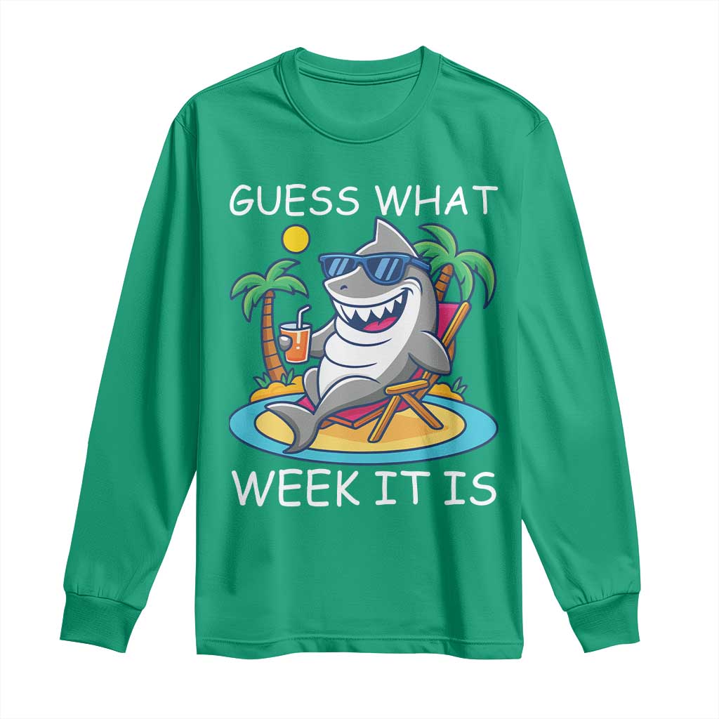 Funny Shark Lover Week Long Sleeve Shirt Week Guess What Week It Is Summer Beach - Wonder Print Shop