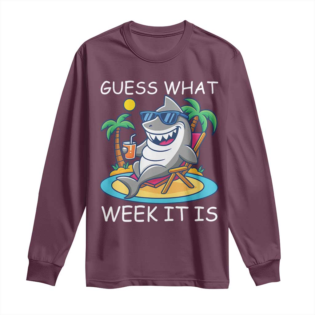 Funny Shark Lover Week Long Sleeve Shirt Week Guess What Week It Is Summer Beach - Wonder Print Shop