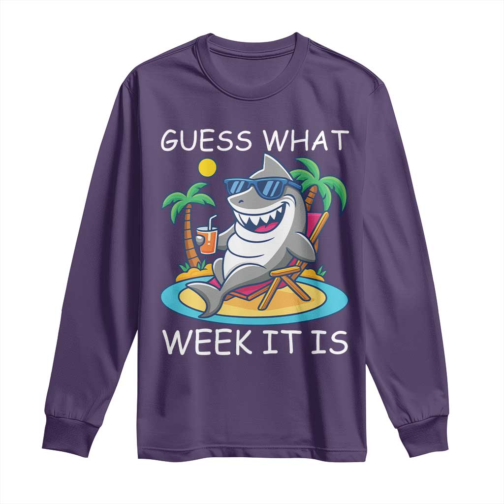 Funny Shark Lover Week Long Sleeve Shirt Week Guess What Week It Is Summer Beach - Wonder Print Shop