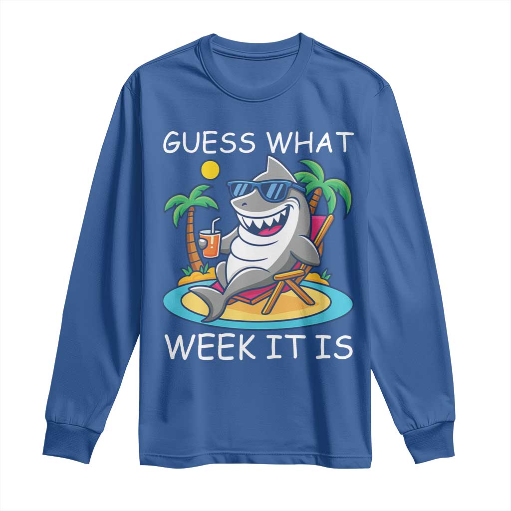 Funny Shark Lover Week Long Sleeve Shirt Week Guess What Week It Is Summer Beach - Wonder Print Shop