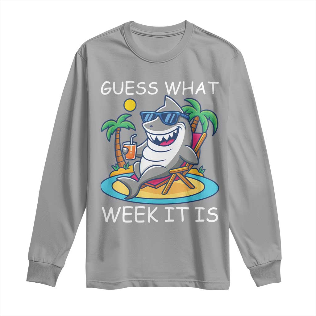 Funny Shark Lover Week Long Sleeve Shirt Week Guess What Week It Is Summer Beach - Wonder Print Shop