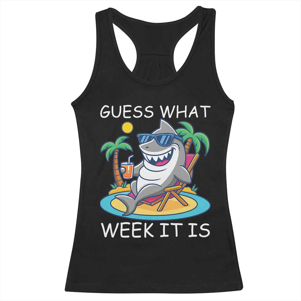 Funny Shark Lover Week Racerback Tank Top Week Guess What Week It Is Summer Beach - Wonder Print Shop