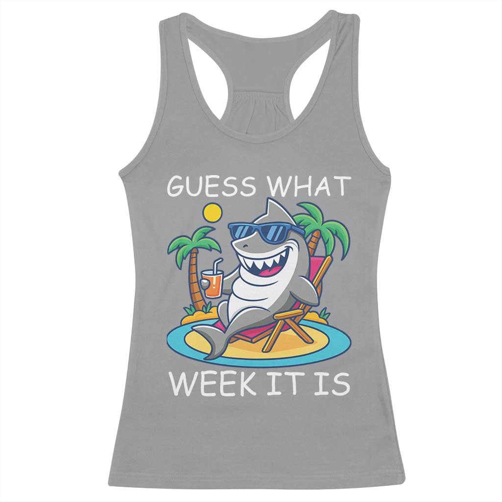 Funny Shark Lover Week Racerback Tank Top Week Guess What Week It Is Summer Beach - Wonder Print Shop