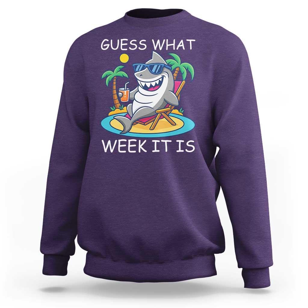 Funny Shark Lover Week Sweatshirt Week Guess What Week It Is Summer Beach - Wonder Print Shop